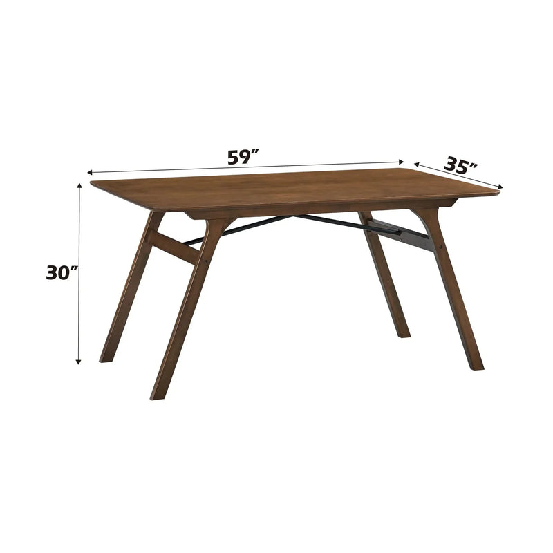 Dining Table Walnut Finish Synthetic Wood Rectangular Durable Midcentury