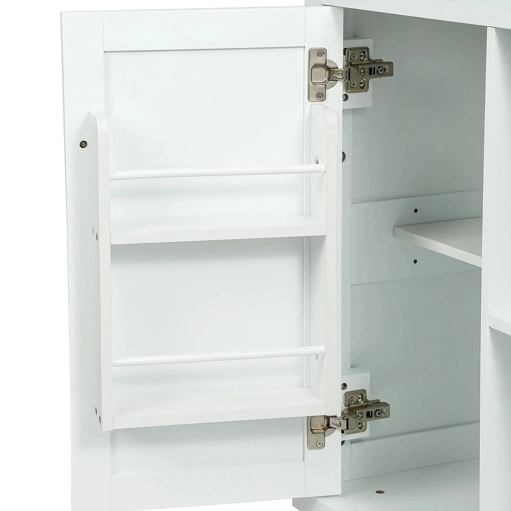 Kitchen Cart Rubber Wood Top On Wheels With Storage Cabinets & Drawers Media 16