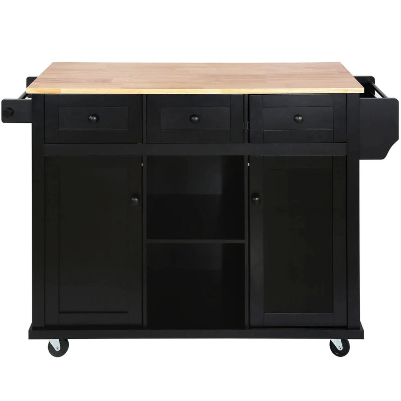 Kitchen Cart Rubber Wood Top Drop Leaf Design Storage Island On Wheels