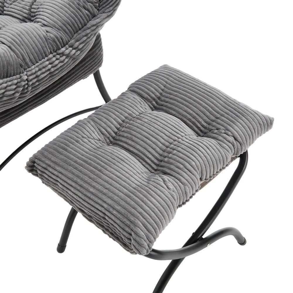 Lazy Chair with Ottoman, Modern Lounge Accent Chair with Armrests and a Side Pocket, Leisure Upholstered Sofa Chair Reading Chair with Footrest for Small Space, Corner Chair-Grey Media 14