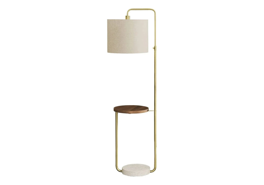 Floor Lamp Brass USB Port Included Beige Shade Contemporary Living Media 2