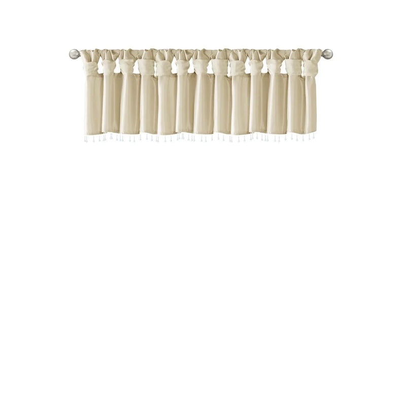 Faux Silk Valance Microfiber Beaded Champagne 50x26 Window Covering