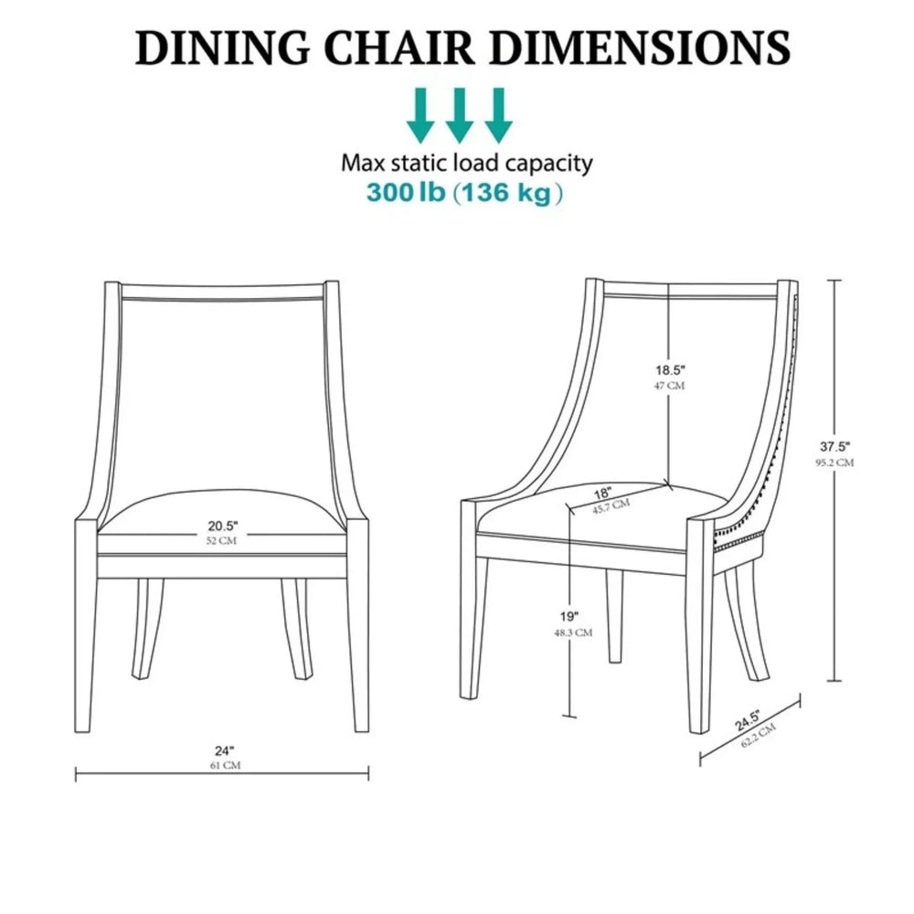 Upholstered Dining Chair Beige Upholstery Nailhead Trim Solid Wood Media 3