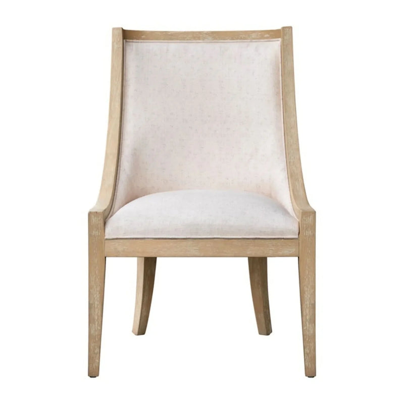 Upholstered Dining Chair Beige Upholstery Nailhead Trim Solid Wood