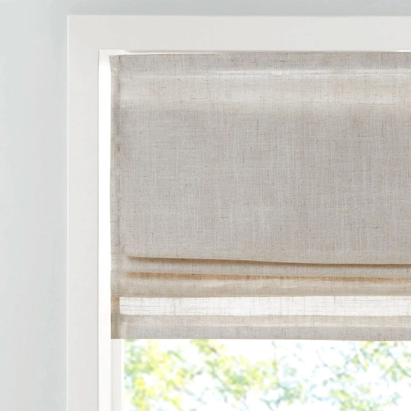 Linen Blend Light Filtering Roman Shade Cordless 29x64 Natural Textured