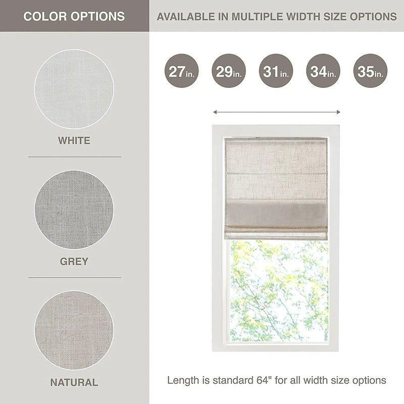 Linen Blend Light Filtering Roman Shade Cordless 29x64 Natural Textured
