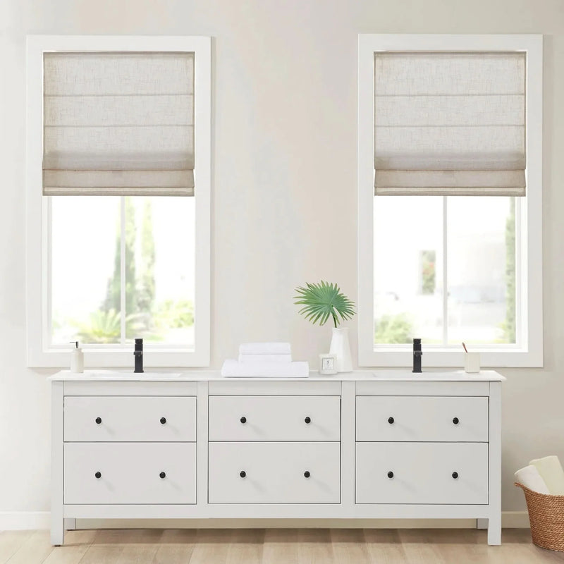 Linen Blend Light Filtering Roman Shade Cordless 29x64 Natural Textured
