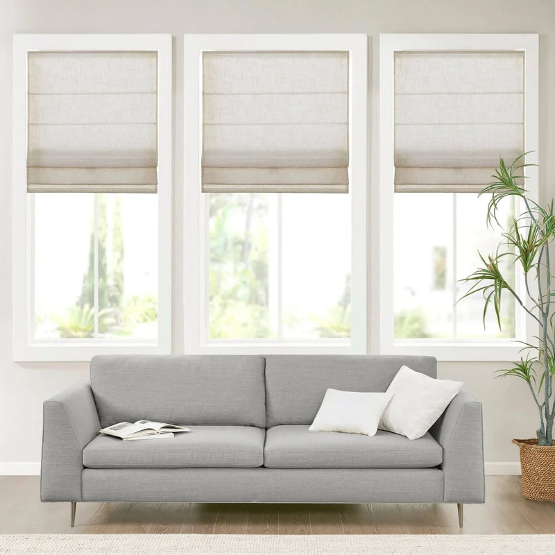 Linen Blend Light Filtering Roman Shade Cordless 29x64 Natural Textured