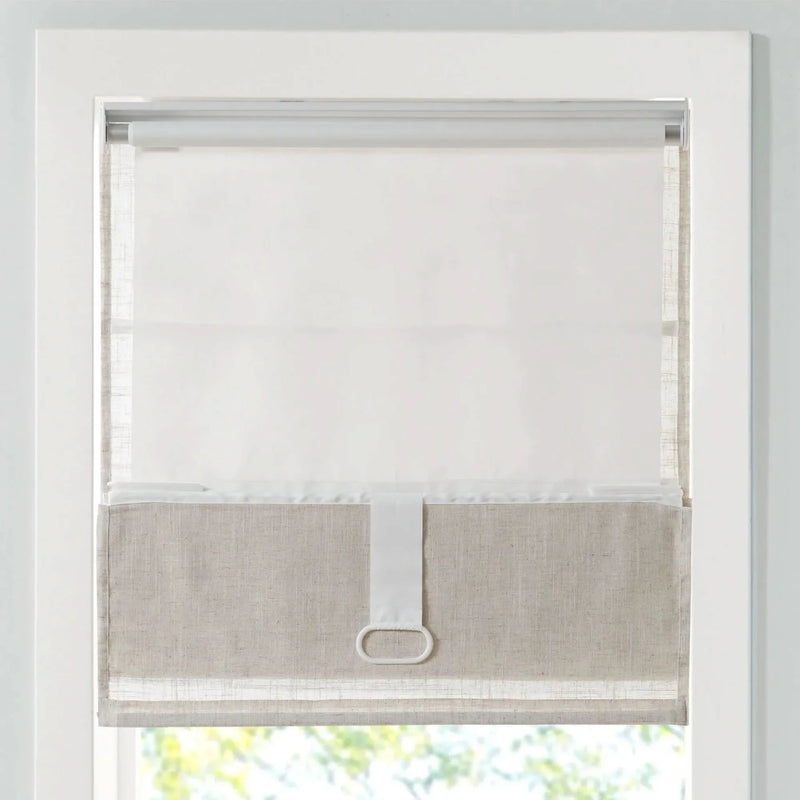 Linen Blend Light Filtering Roman Shade Cordless 29x64 Natural Textured