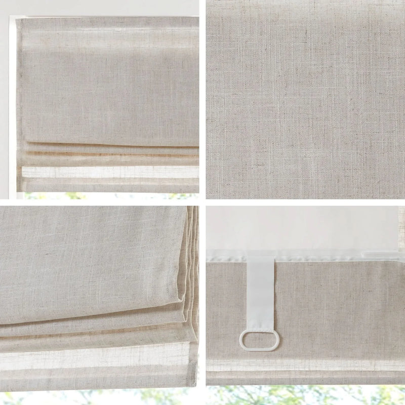 Linen Blend Light Filtering Roman Shade Cordless 29x64 Natural Textured