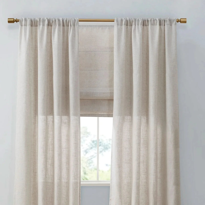 Linen Blend Light Filtering Roman Shade Cordless 29x64 Natural Textured