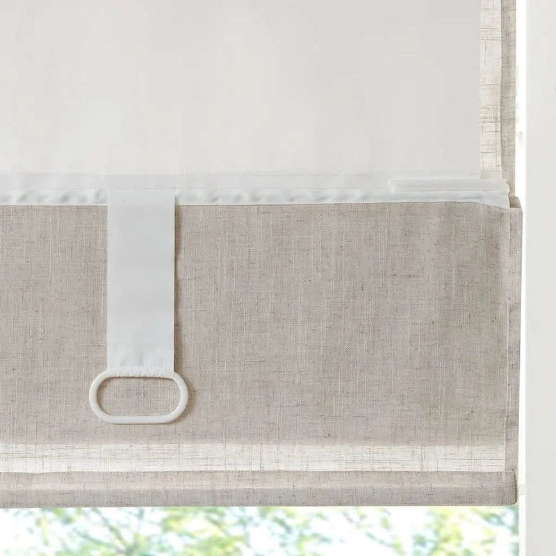 Linen Blend Roman Shade Light Filtering Cordless Natural 31x64 For Windows