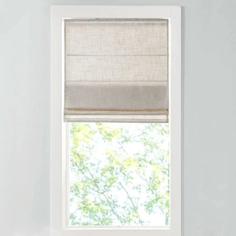 Linen Blend Roman Shade Light Filtering Cordless Natural 31x64 For Windows