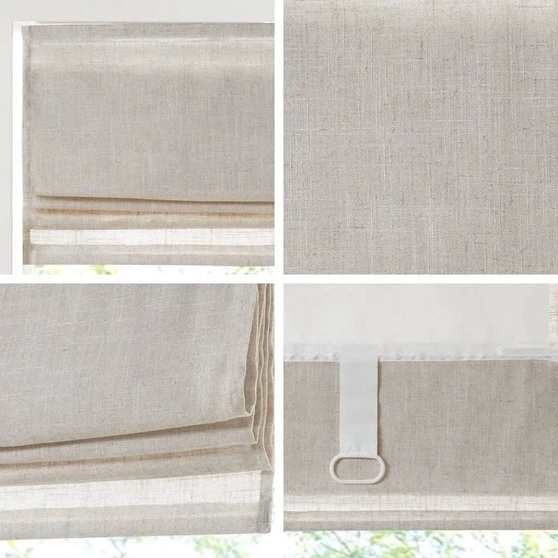Linen Blend Roman Shade Light Filtering Cordless Natural 31x64 For Windows