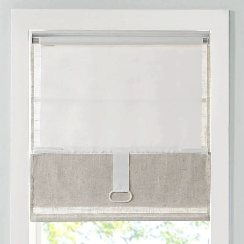 Linen Blend Roman Shade Light Filtering Cordless Natural 31x64 For Windows