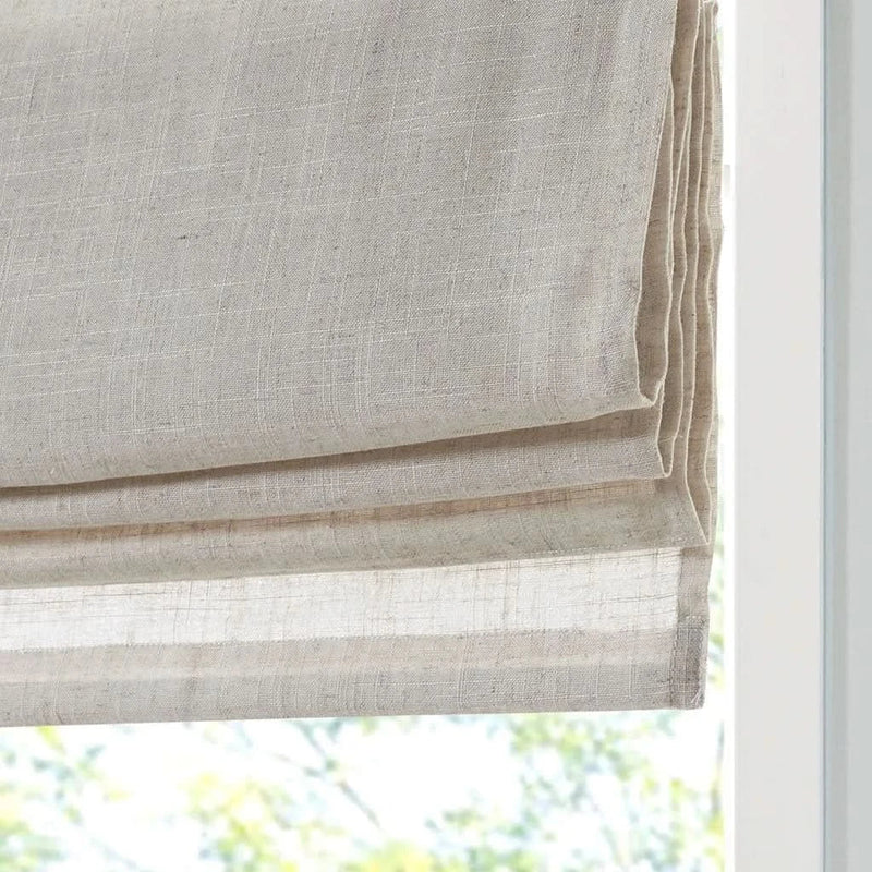 Linen Blend Roman Shade Light Filtering Cordless Natural 31x64 For Windows