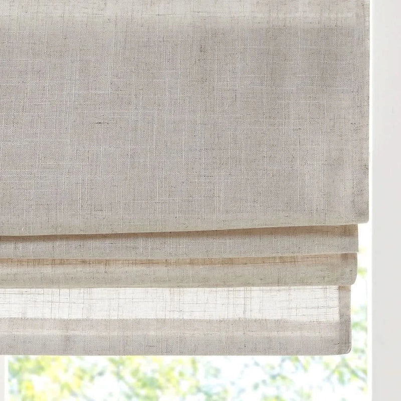 Linen Blend Roman Shade Light Filtering Cordless Natural 31x64 For Windows