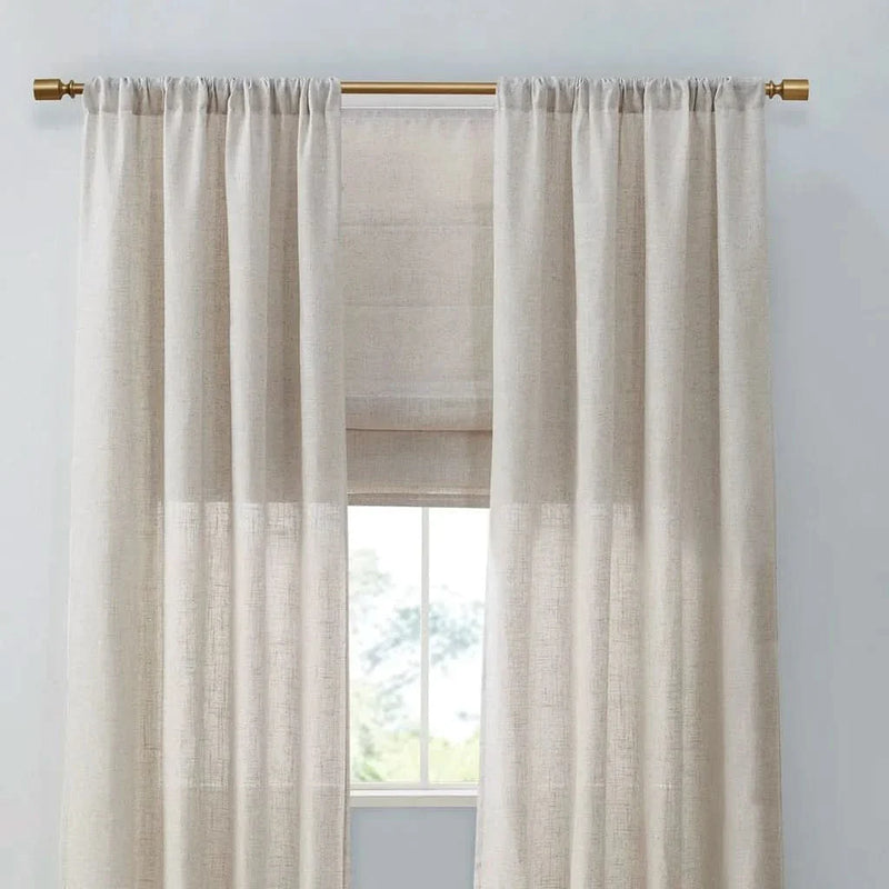 Linen Blend Roman Shade Light Filtering Cordless Natural 31x64 For Windows
