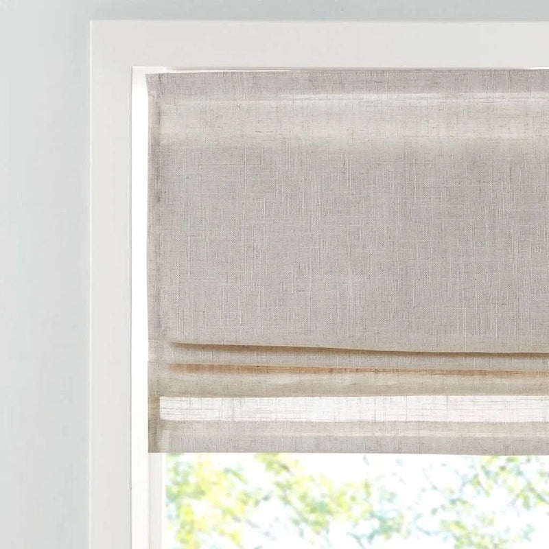 Linen Blend Roman Shade Natural Light Filtering Cordless Size 35x64