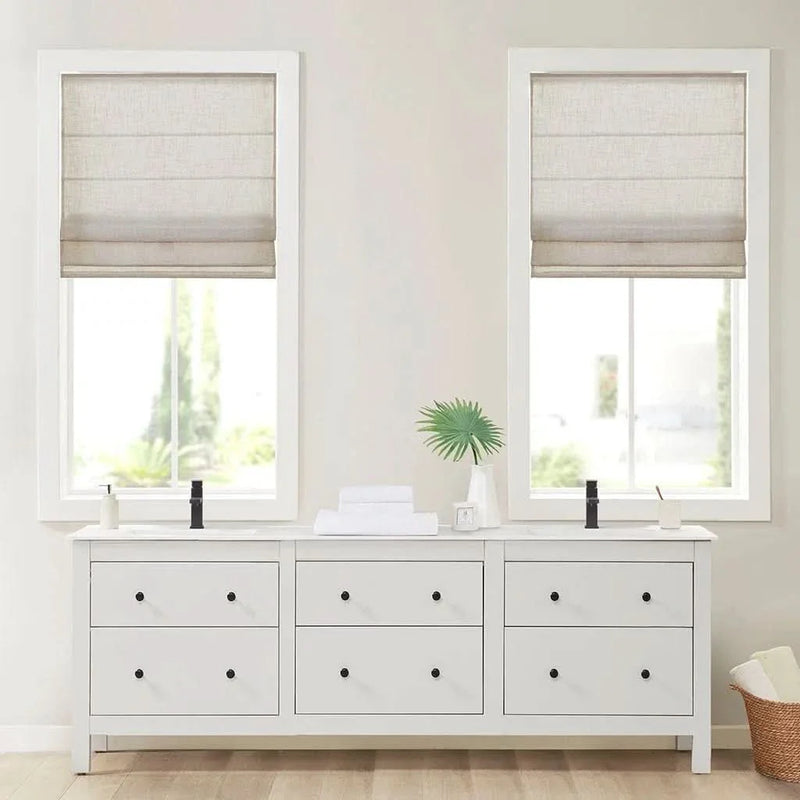 Linen Blend Roman Shade Natural Light Filtering Cordless Size 35x64