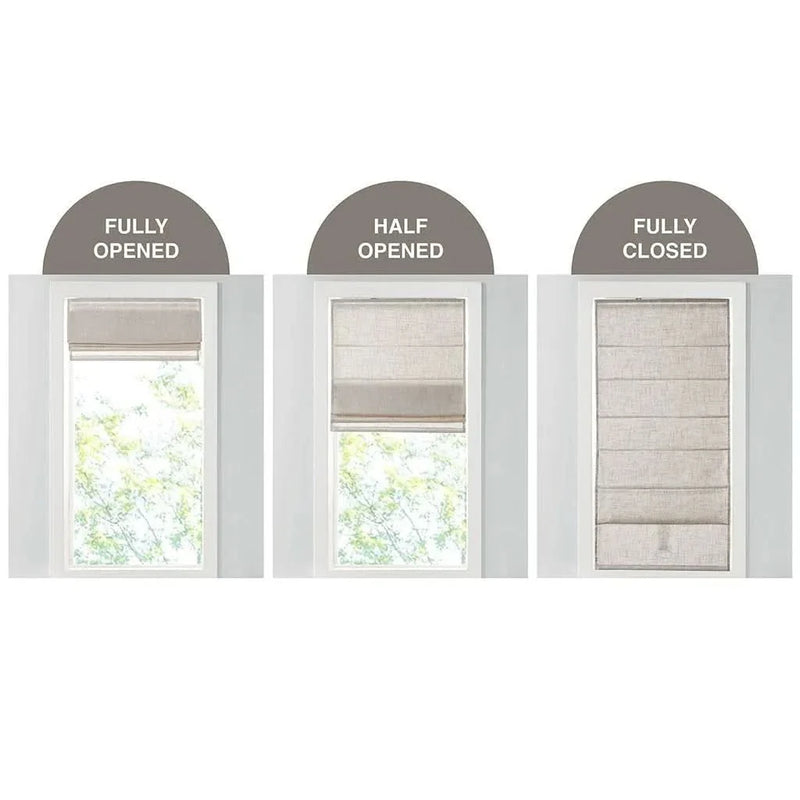 Roman Shade Linen Blend White 31x64 Cordless Polyester Light Filtering