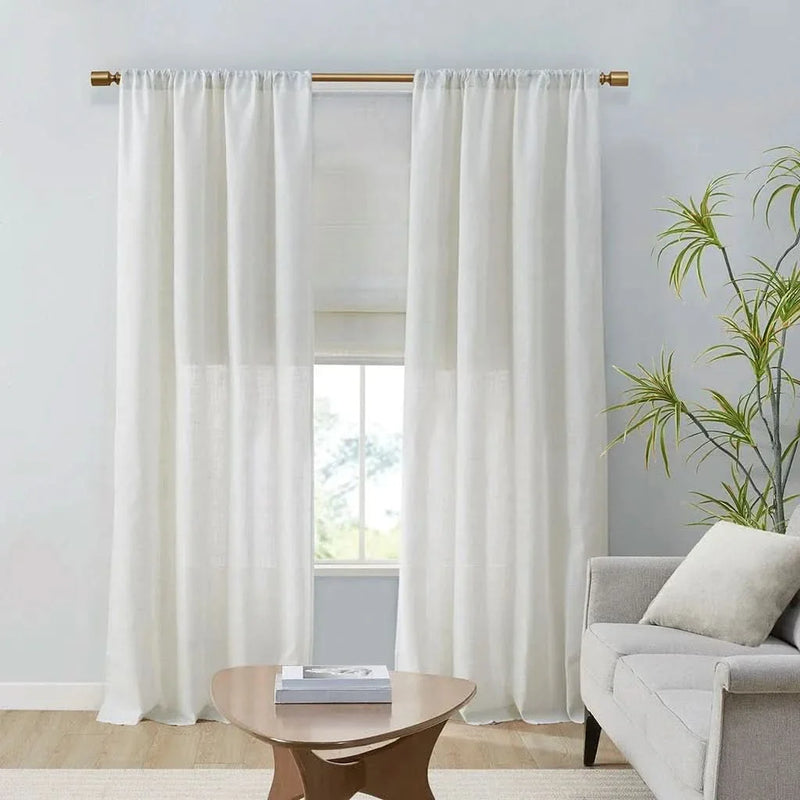 Linen Blend Roman Shade Light Filtering Cordless White 34x64 Inches