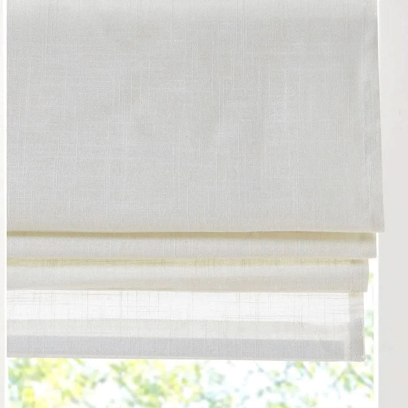 Linen Blend Roman Shade Light Filtering Cordless White 34x64 Inches