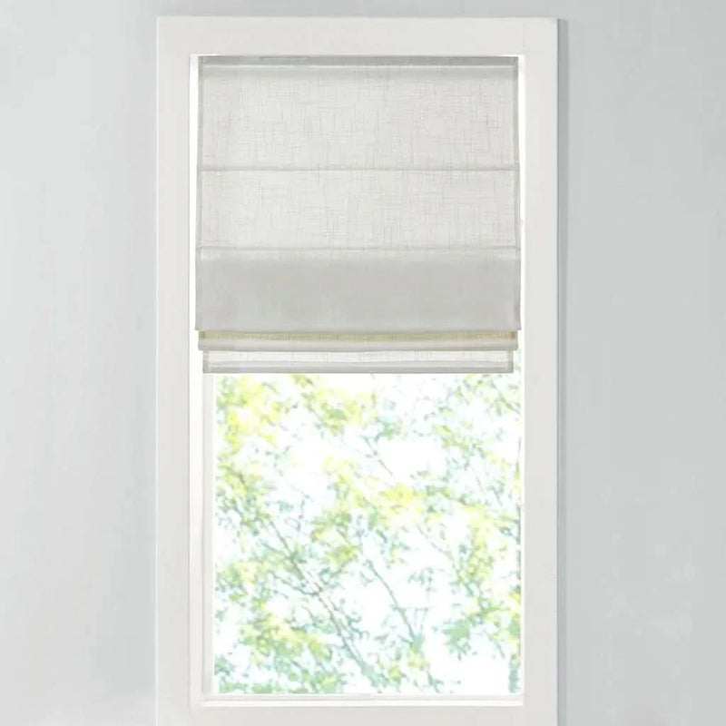 Linen Blend Roman Shade Light Filtering Cordless White 34x64 Inches