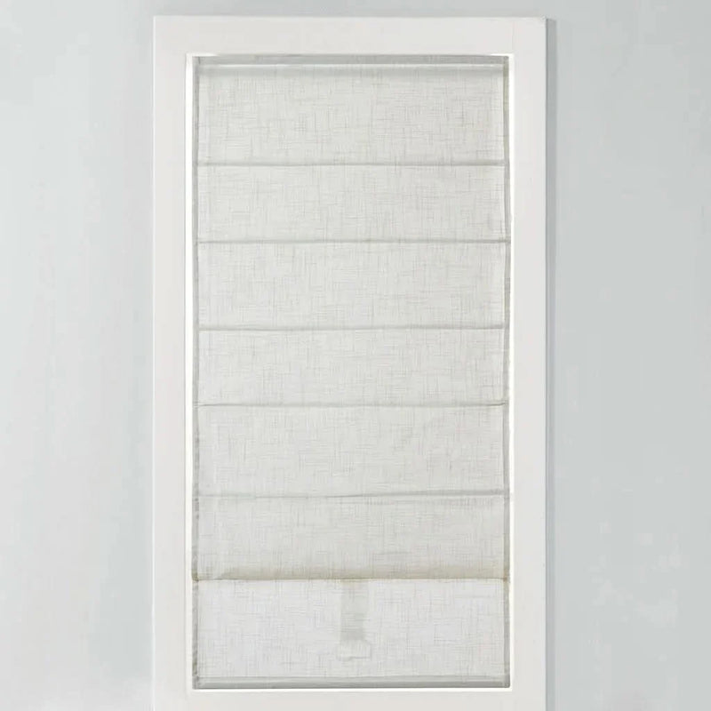 Linen Blend Roman Shade White Textured Light Filtering Cordless 35x64