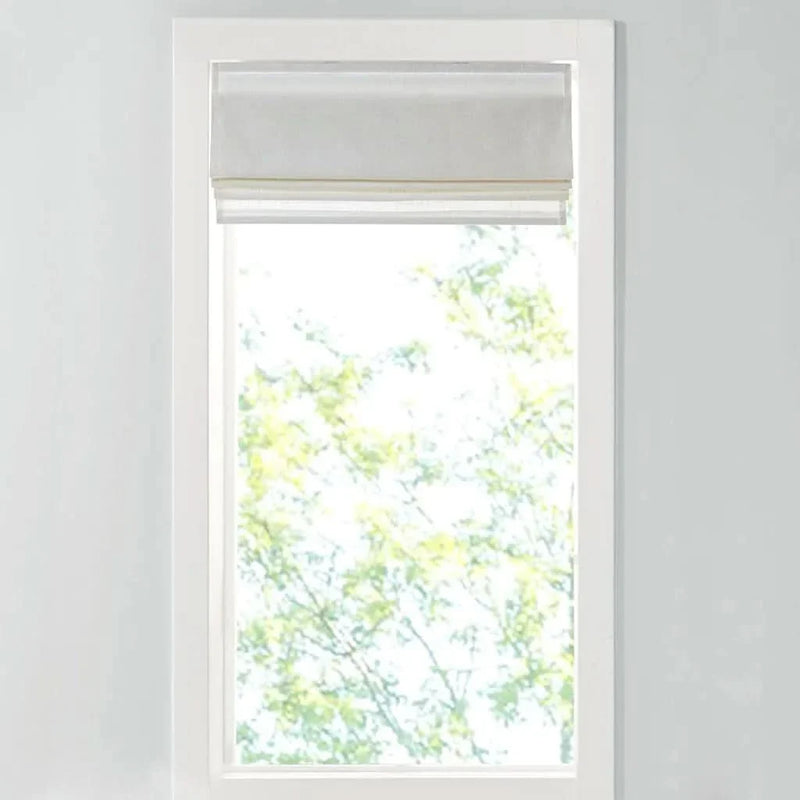 Linen Blend Roman Shade White Textured Light Filtering Cordless 35x64