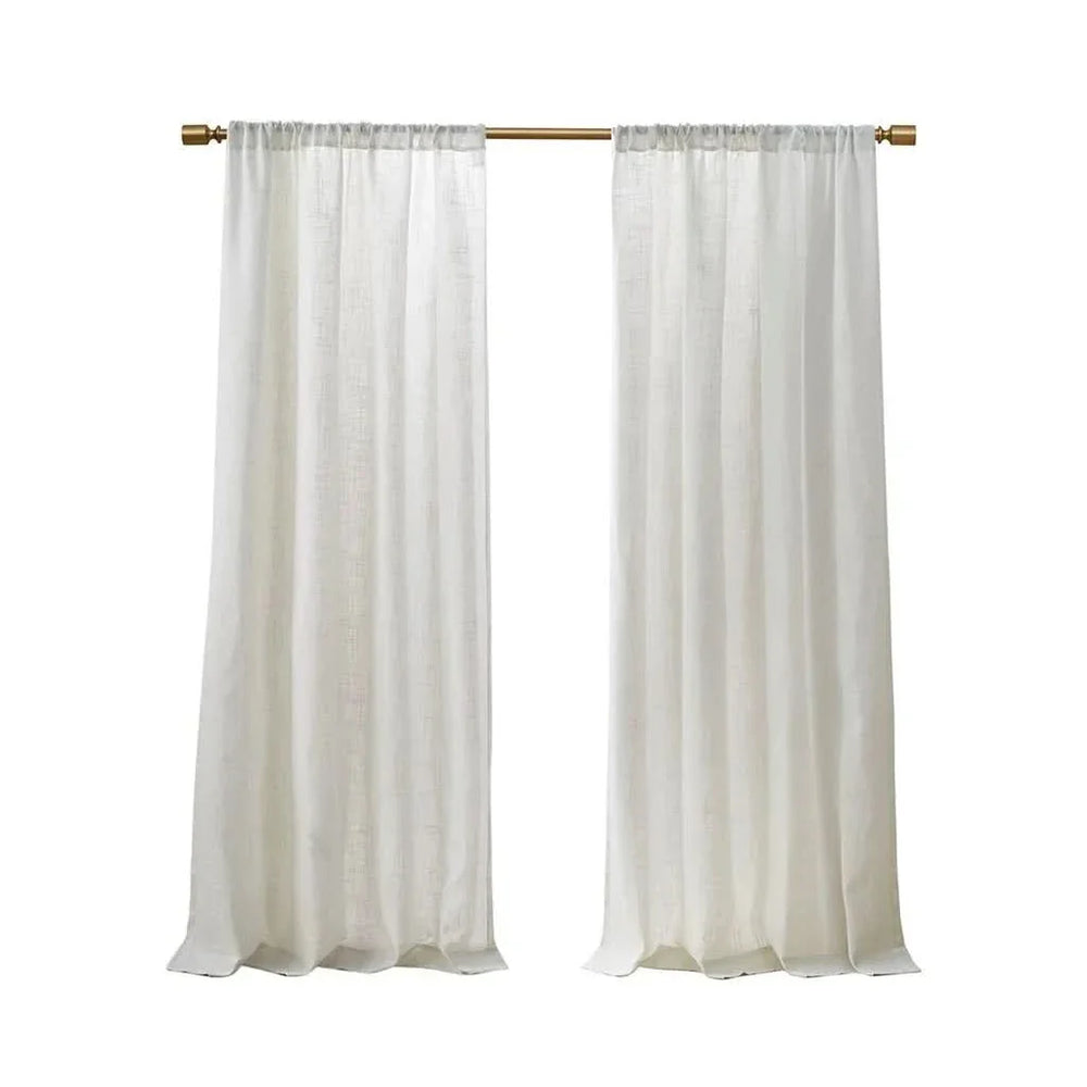 Linen Curtain Panels Linen Blend Light Filtering White Polyester Window Pair Media 3