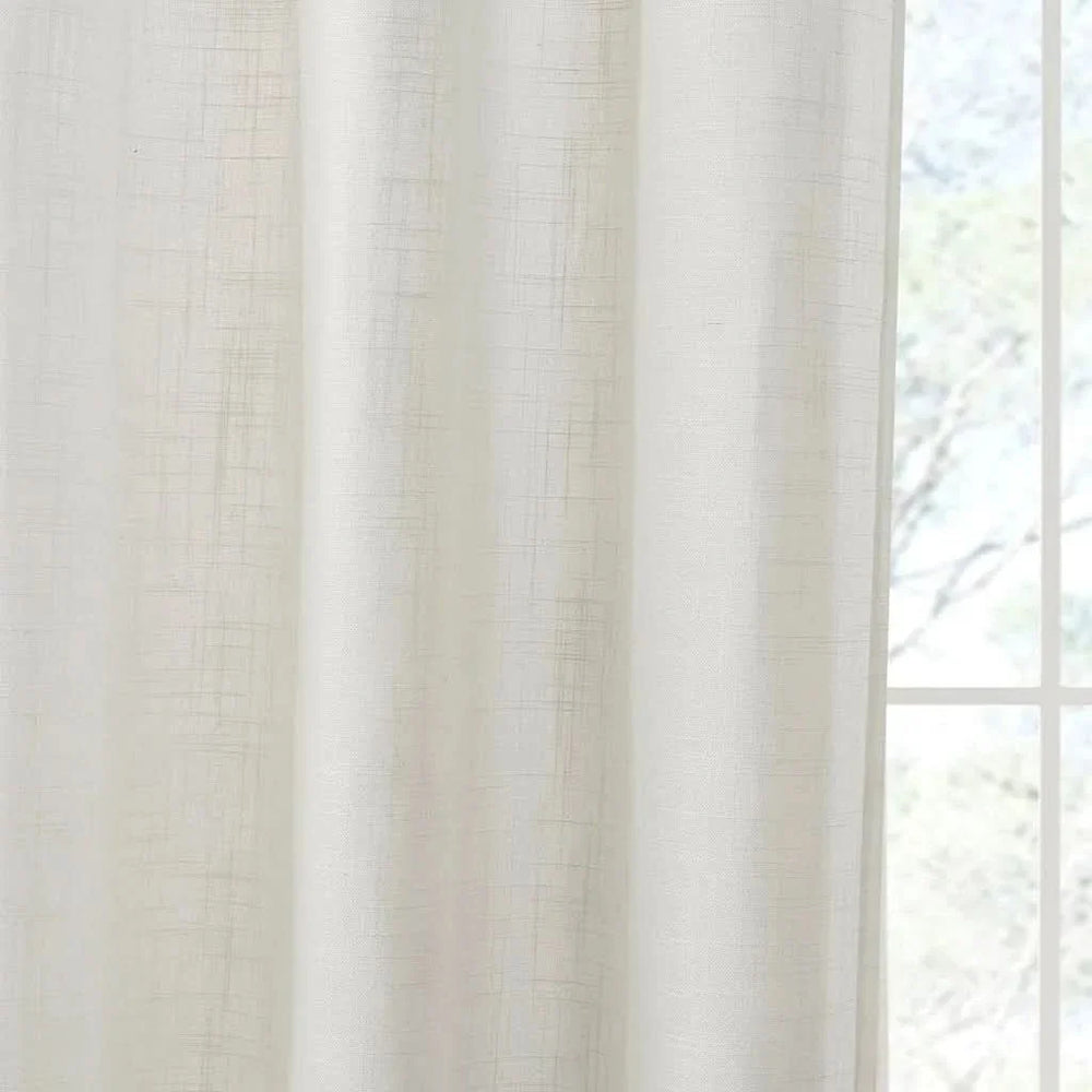 Linen Curtain Panels Linen Blend Light Filtering White Polyester Window Pair Media 8