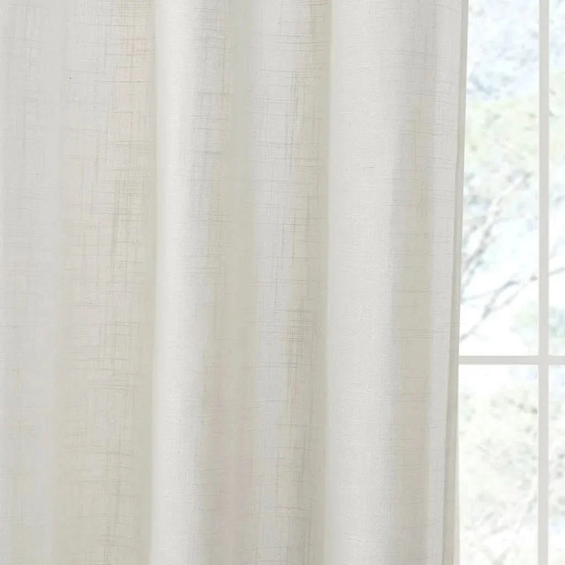 Linen Curtain Panels Linen Blend Light Filtering White Polyester Window Pair