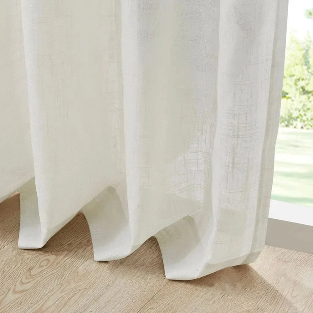 Linen Curtain Panels Linen Blend Light Filtering White Polyester Window Pair Media 16