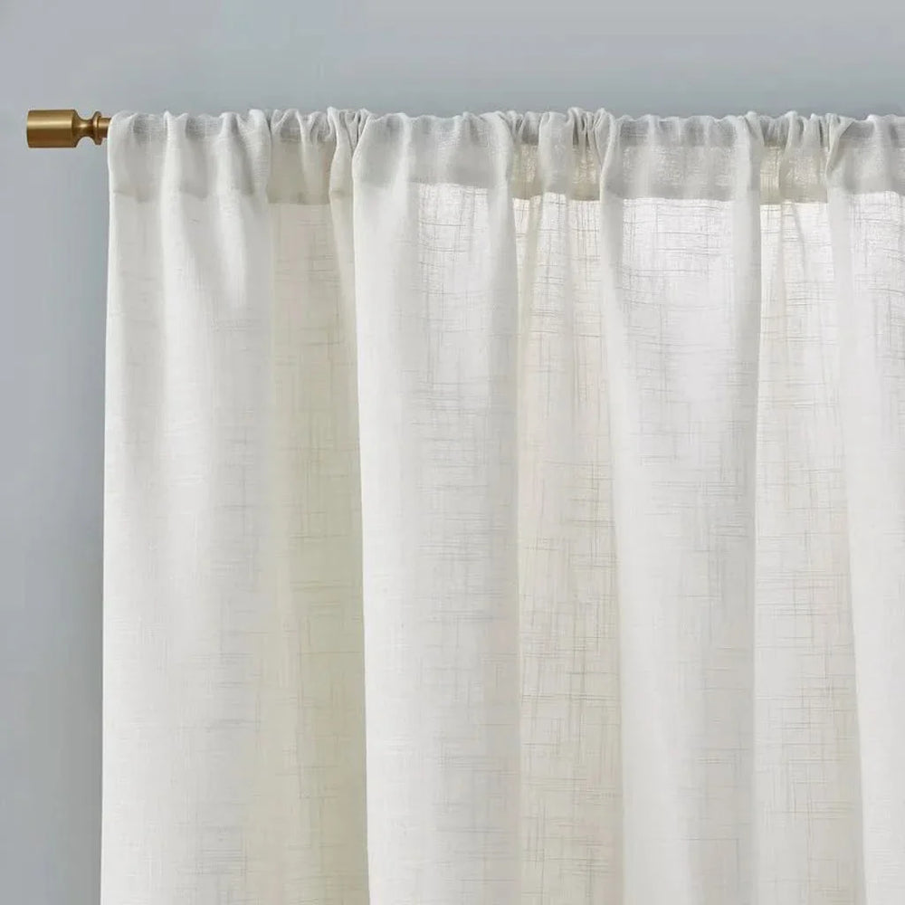 Linen Curtain Panels Linen Blend Light Filtering White Polyester Window Pair Media 11