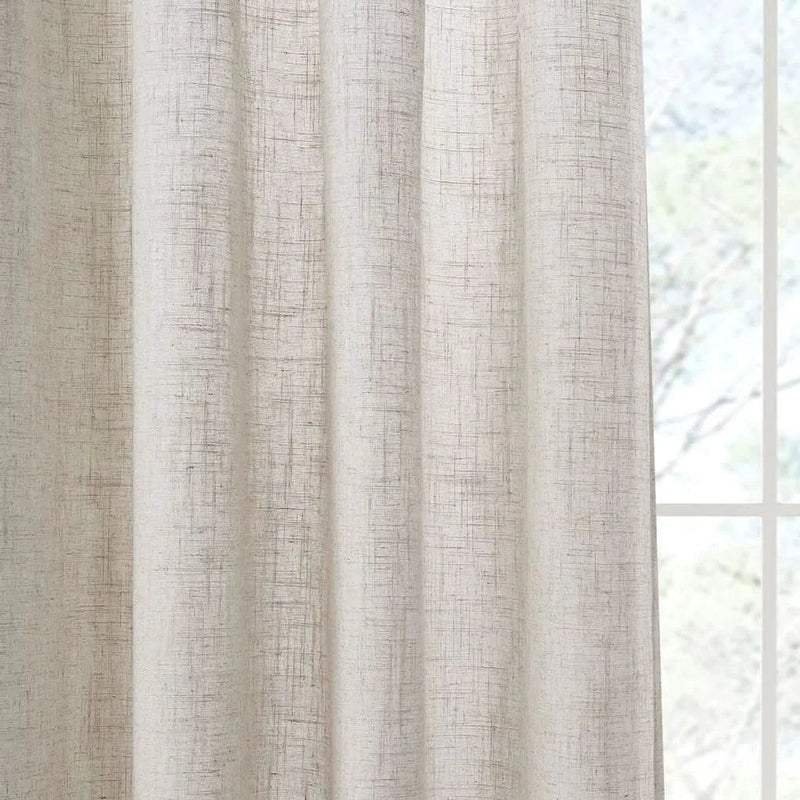 Linen Blend Curtains Polyester Light Filtering Panel Pair For Windows