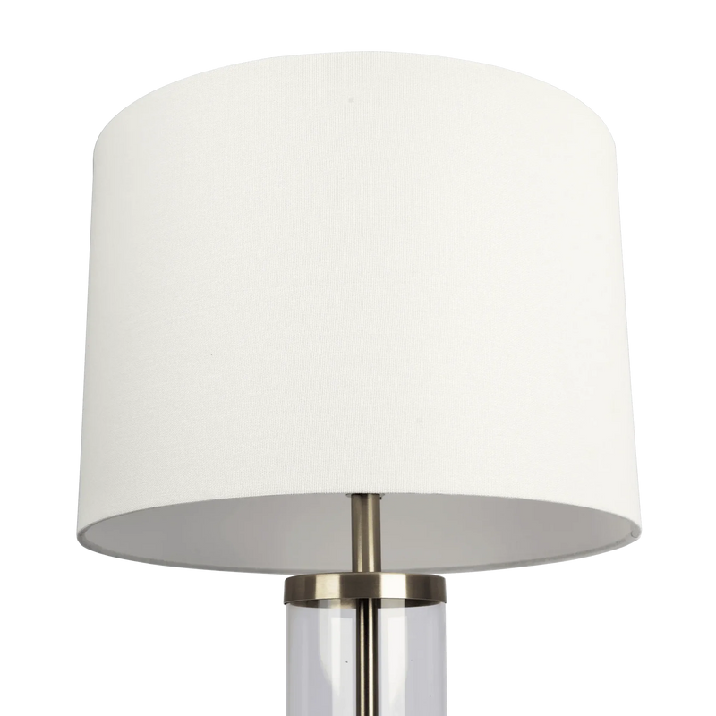 Table Lamp Brushed Nickel & Clear Glass Body With Elegant Metal Base
