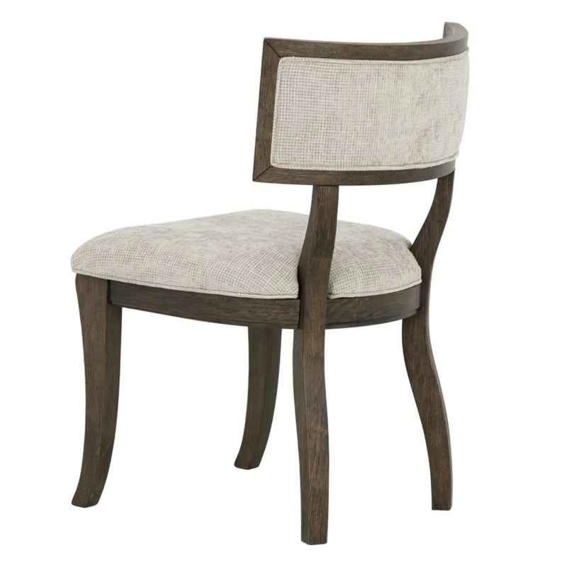 Upholstered Dining Chairs Beige Set Of 2 With Aged Brown Oak Finish