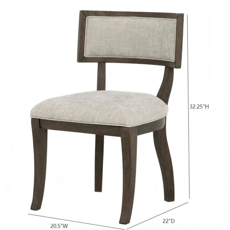 Upholstered Dining Chairs Beige Set Of 2 With Aged Brown Oak Finish