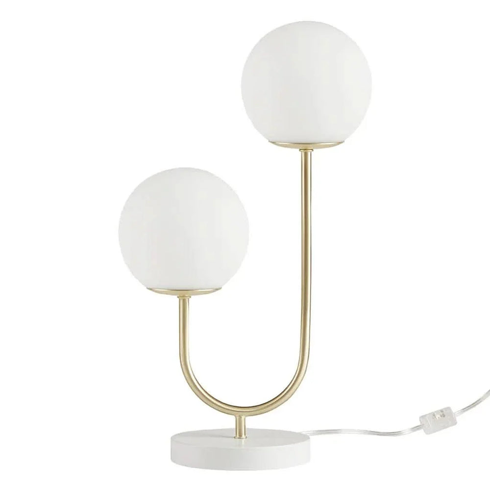 Globe Table Lamp 2 Light Metal Iron Gold Brass Finish Modern Home Accent Media 13