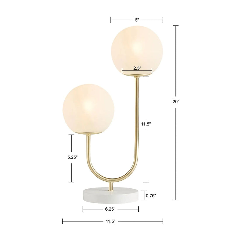 Globe Table Lamp 2 Light Metal Iron Gold Brass Finish Modern Home Accent