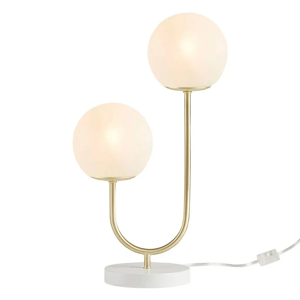 Globe Table Lamp 2 Light Metal Iron Gold Brass Finish Modern Home Accent Media 12