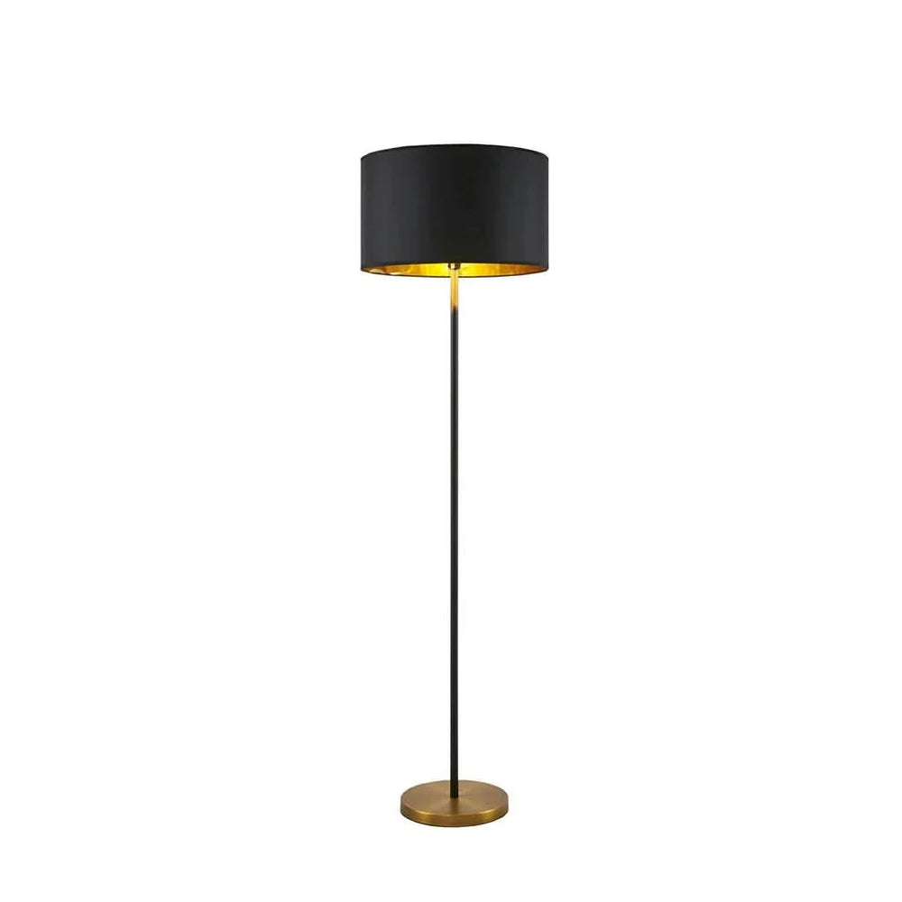 Floor Lamp Cotton Shade Drum Modern Metal Stem Living Room Lighting Media 3