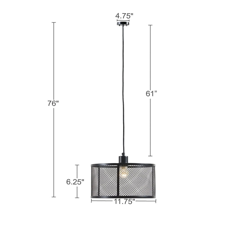 Metal Mesh Pendant Light Iron Black Finish Industrial Ceiling Fixture