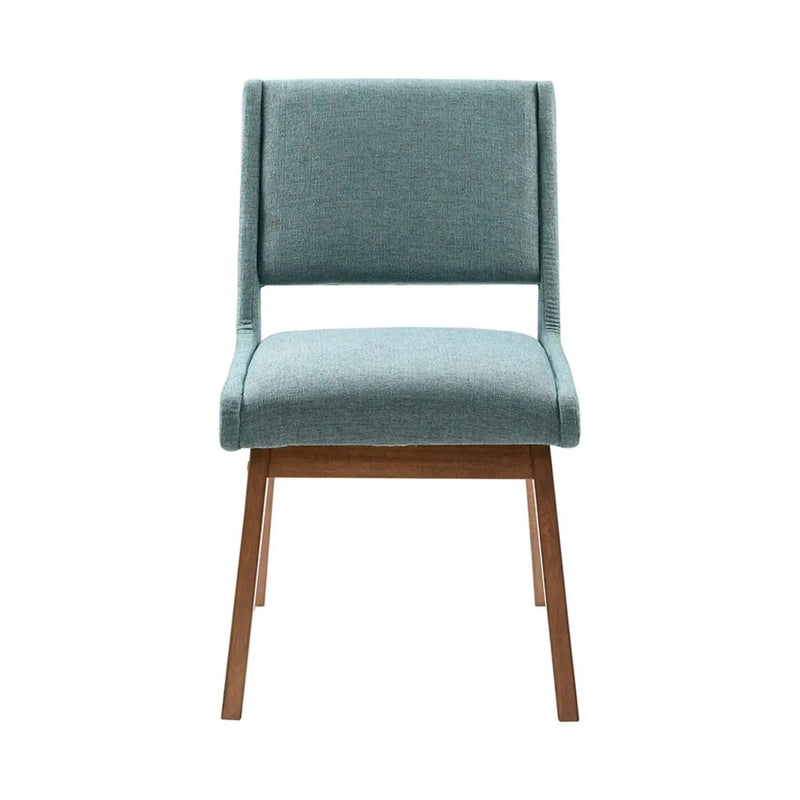 Dining Chair Blue Polyester Upholstery Set Of 2 Mid-Century Chairs