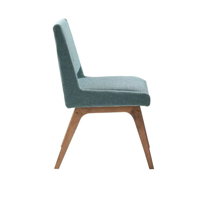 Dining Chair Blue Polyester Upholstery Set Of 2 Mid-Century Chairs