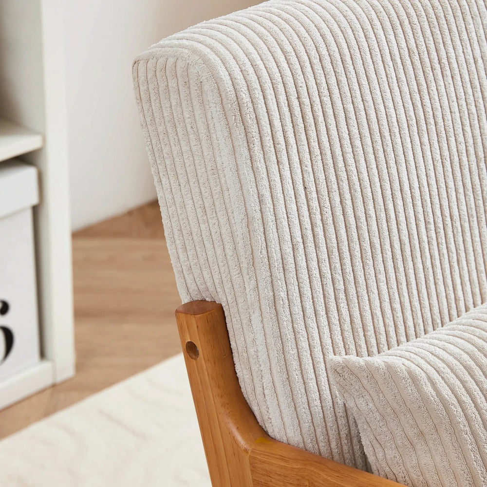 Mid-Century Modern Accent Chair with Pillow Upholstered Arm Chair in Beige Polyester and Solid Wood Frame (beige) Media 8