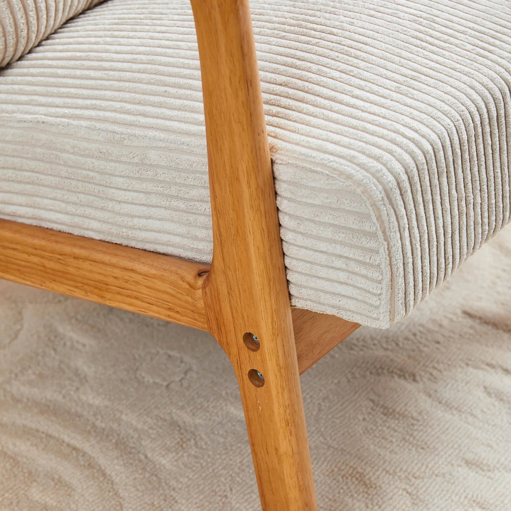 Mid-Century Modern Accent Chair with Pillow Upholstered Arm Chair in Beige Polyester and Solid Wood Frame (beige) Media 7