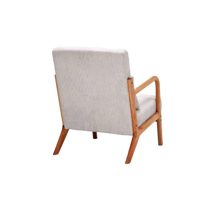Mid-Century Modern Accent Chair with Pillow Upholstered Arm Chair in Beige Polyester and Solid Wood Frame (beige)