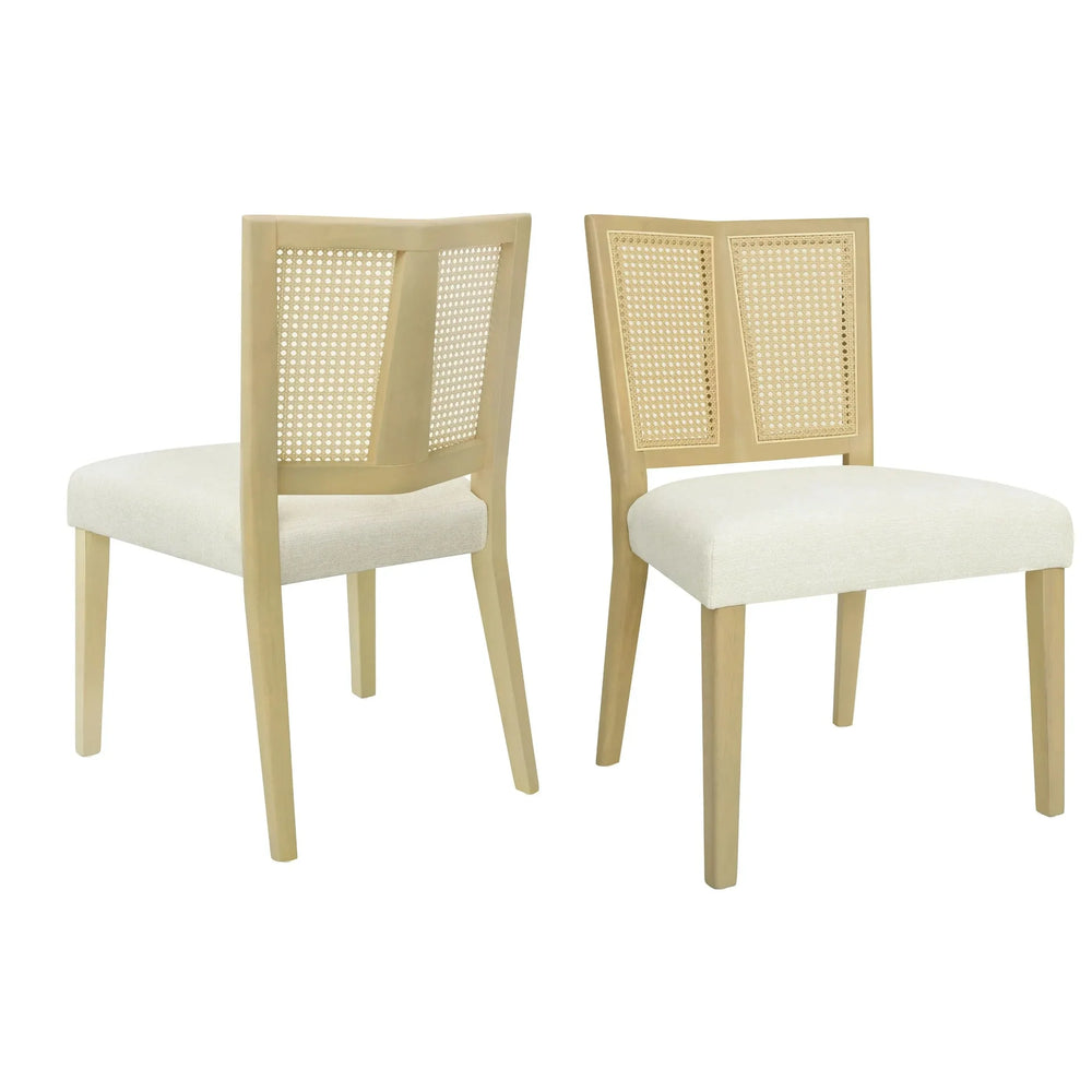 Dining Chair Wood & Fabric Mid Century Set Of 2 For Dining Room Area Media 1